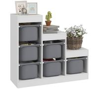 AIYAPLAY Meuble de rangement pour jouets avec 6 bacs amovibles 3 niveaux, rangement de jouets pour enfants nettoyage facile, pour les 3-8 ans, gris
