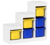 AIYAPLAY Meuble de rangement pour jouets des enfants avec 6 bacs amovibles, 3 niveaux de rangement, 96 x 38,5 x 90, multicolore