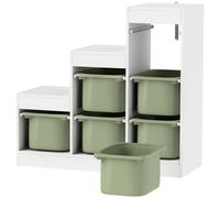 AIYAPLAY Meuble de rangement pour jouets des enfants avec 6 bacs amovibles, 3 niveaux de rangement, 96 x 38,5 x 90, vert