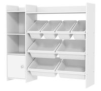 AIYAPLAY Meuble rangement enfant 3 à 8 ans, rangement jouets enfant avec 8 bacs amovibles, étagères de rangement, placard, blanc