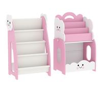 AIYAPLAY Meuble rangement enfant 3 à 8 ans, rangement jouets enfant modulaire avec porte-magazines à 4 étagères, rose