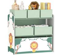 Meuble rangement enfant - AIYAPLAY - 3 niveaux - 6 boîtes en tissu amovibles - MDF - 63 x 30 x 66 cm - vert