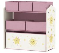 AIYAPLAY Meuble rangement enfant à 3 niveaux, étagère de rangement pour jouets enfants avec 6 boîtes en tissu amovibles, rose
