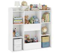 AIYAPLAY Meuble Rangement Enfant Bibliothèque 8 Compartiments Blanc | Étagère Supérieure, Anti-basculement, Rangement Jouets, Meuble de Chambre d'Enfant, Salle de Jeu, Crèche