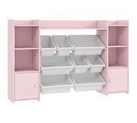 AIYAPLAY Meuble rangement enfant, étagère de rangement pour jouets enfants avec 8 bacs amovibles, 140 x 30 x 90 cm, rose