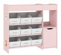 AIYAPLAY Meuble rangement enfant étagère de rangement pour jouets enfants avec 9 tiroirs en tissu et placard, rose