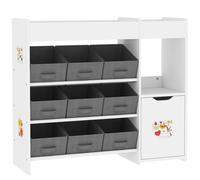 AIYAPLAY Meuble rangement enfant étagère de rangement pour jouets enfants avec 9 tiroirs en tissu et placard, blanc