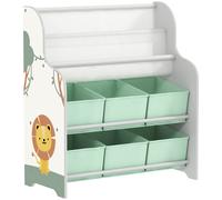 AIYAPLAY Meuble rangement enfant, rangement jouet enfant, 6 tiroirs en tissu et étagère à deux niveaux, 63x30x71cm, vert
