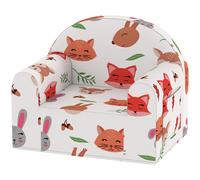 AIYAPLAY Sillón Infantil avec Imprimé Renard Sofa pour Enfants de 18-36 Mois avec Housse Amovible et Pochette Latérale 54x40x43 cm Blanc