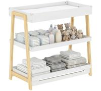AIYAPLAY Table à langer avec 2 étagères de rangement 0-12 mois Blanc