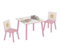 AIYAPLAY Table enfant avec chaise, ensemble table et 2 chaises enfant en bois pour dessiner, jouer, étudier, motifs d'étoile, pour chambre, crèche, salle de jeux, fille & garçon 3-8 ans, rose