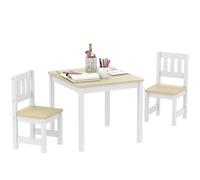 AIYAPLAY Table Enfant avec Chaise, 2 Chaises Enfant, 3-8 Ans, Bois Naturel | Ensemble Table et 2 Chaises en Bois, Dessiner Jouer Étudier, Cadeau Fille Garçon, Salle de Jeux Chambre Maternelle