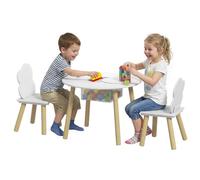 AIYAPLAY Table Enfant avec Chaise 2 Chaises Sac de Rangement 3-6 Ans Blanc | Ensemble Table, en Bois, pour Dessiner Jouer Étudier, Cadeau, Salle de Jeux Chambre Maternelle