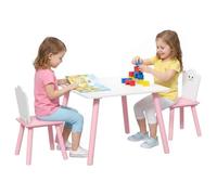 Ensemble table et chaises enfant - AIYAPLAY - 3 pièces - pour activités et jeux - bois - 60x60x50cm - rose