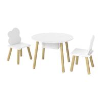AIYAPLAY Table enfant avec chaise, ensemble table et 2 chaises en bois avec sac de rangement pour dessiner, jouer, étudier, blanc