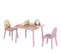 AIYAPLAY Table Enfant avec Chaise, Ensemble Table et 2 chaises en Bois pour Dessiner, Jouer, étudier, Cadeau pour Fille garçon 3-8 Ans, pour Salle de Jeux, Chambre, Maternelle, Rose