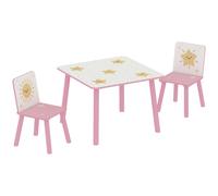 AIYAPLAY Table enfant avec chaise, ensemble table et 2 chaises enfant en bois, motifs d'étoile, 60 x 60 x 44 cm, rose