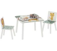 AIYAPLAY Table enfant avec chaise, ensemble table et 2 chaises enfant en bois pour dessiner, jouer, étudier, motifs animaux, pour chambre, crèche, salle de jeux, fille & garçon 3-8 ans, vert