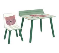 AIYAPLAY Table Enfant avec Chaise, Ensemble Table et Chaise en Bois pour Dessiner, Jouer, Étudier, Cadeau pour 3-8 Ans, Vert
