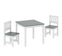 AIYAPLAY Table enfant avec chaise, lot table et 2 chaises enfant en bois pour dessiner, jouer, étudier, 56x52x48cm, gris