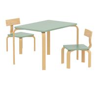 AIYAPLAY Table enfant avec chaises, lot table et 2 chaises enfant en bois pour dessiner, jouer, étudier, 78x53x53cm, vert