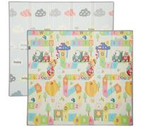 AIYAPLAY Tapis de jeu pour bébé pliable et réversible, tapis de sol en mousse épais, 194 x 176,5 x 1,5 cm, multicolore
