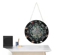 Aizuoni Panneau en Bois de la Roue de l’année - Planche gravée en Bois de Signe païen Nordique,Roue de décoration Murale Wiccan de l'année, Calendrier de sorcière avec Signe céleste d'de Yule, Cadeau