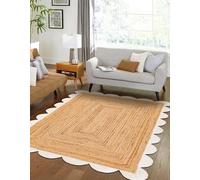 Aizza Trends Décoration de couloir contemporaine en jute naturelle et blanc 3,7 x 4,6 m