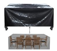 AJALGZ Bâche Table de Jardin 350x45x50 cm - Rectangle Housse de Protection Salon de Extérieur Housses de Meubles de Jardin Imperméable, Anti-UV, Résistant Vent et Déchirure - Noir