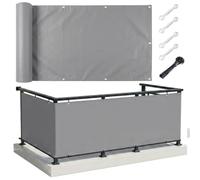 AJALGZ Brise Vue Balcon 0.65x7m Gris Clair - Cache Vue Occultant en PES Imperméable & Anti-UV, Canisse Toile de Protection Vent et Regards pour Balcon, Terrasse, Jardin - avec Serre-Câbles