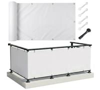 AJALGZ Brise Vue Balcon 0.85x8.5m Blanc - Cache Vue Occultant en PES Imperméable & Anti-UV, Canisse Toile de Protection Vent et Regards pour Balcon, Terrasse, Jardin - avec Serre-Câbles