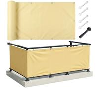 AJALGZ Brise Vue Balcon 1.1x3m Jaune - Cache Vue Occultant en PES Imperméable & Anti-UV, Canisse Toile de Protection Vent et Regards pour Balcon, Terrasse, Jardin - avec Serre-Câbles