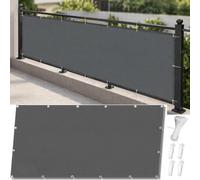 AJALGZ Brise Vue Balcon 270x600cm Anthracite, Cache Vue Balcon Imperméable & Anti-UV, Toile d'Occultation Opaque et Résistant au Vent avec Œillets, Serre-Câbles et Cordes