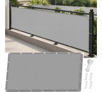 AJALGZ Brise Vue Balcon 500x550cm Gris Clair, Cache Vue Balcon Imperméable & Anti-UV, Toile d'Occultation Opaque et Résistant au Vent avec Œillets, Serre-Câbles et Cordes