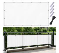 AJALGZ Brise Vue Balcon Extérieur 1000x145cm Canisse Occultant Opaque, Protection Solaire UV & Vent, Cache-Vue Étanche avec Œillets et Liens de Câbles Inclus - Blanc