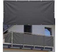 AJALGZ Cache Balcon Brise Vue Extérieur 1.2x10mAnthracite Toile PES Imperméable Résistant Aux Intempéries et UV, Protection Clôture Jardin avec Œillets & Serre-Câbles Inclus