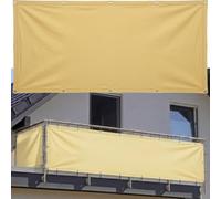 AJALGZ Cache Balcon Brise Vue Extérieur 1.5x10.5mJaune Toile PES Imperméable Résistant Aux Intempéries et UV, Protection Clôture Jardin avec Œillets & Serre-Câbles Inclus