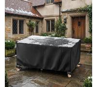 AJALGZ Housse de Table de Jardin 350x85x50 cm | Bâche Salon de Jardin Oxford 420D Ultra-Résistante | Couverture Extérieure Imperméable Housse de Protection, Anti-Vent et Indéchirable, Noir