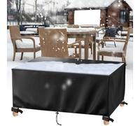 AJALGZ Housse de Table Jardin 330x220x90cm/Longueur x Largeur x Hauteur Rectangulaire Bâche Salon de Jardin Protection Imperméable, Résistant Au Froid, Coupe-Vent Housse Mobilier de Exterieur, Noir
