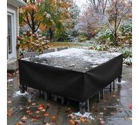 AJALGZ Housse Protection Table Jardin 350x50x115 cm Housse de Meubles de Jardin，Imperméable Bache Protection Table de Jardin Anti-UV Coupe-Vent Résistant Au Froid avec Boucle Verrouillage, Noir