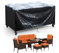 AJALGZ Housse Salon de Jardin Extérieur 210x150x70 cm - Bâche de Protection Imperméable pour Table, Canapé et Meubles d'Extérieur, Résistance au Froid Tissu Oxford 420D avec Coupe-Vent Cordon, Noir