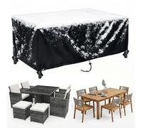 AJALGZ Housse Salon de Jardin Exterieur Impermeable, 135x135x70 cm 420D Oxford Tissu Housse de Protection pour Mobilier Bache Table de Jardin Anti-déchirure et Anti-UV Résistance au Froid, Noir