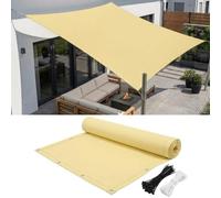 AJALGZ Toile d'ombrage Rectangulaire 1,6x5,4m Imperméable & Anti-UV Voile Solaire Déperlante avec Œillets Renforcés, Fixation Cordes & Colliers pour Patio, Jardin, Pergola, Jaune