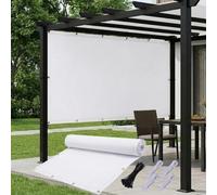 AJALGZ Voile d'ombrage 5.6x8.3m Rectangulaire Imperméable, Toile Solaire Anti-UV Résistante, Brise-Vue Extérieur avec Œillets, Cordes & Serre-Câbles pour Jardin, Terrasse, Pergola, Cour, Blanc