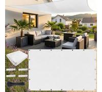 AJALGZ Voile d'ombrage Rectangulaire 2.4x4.6m Imperméable & Robuste, Tissu Polyester Protection 95% UV, Filet Solaire avec Œillets Résistants pour Garde-Corps de Balcon, Terrasse, Jardin, Blanc