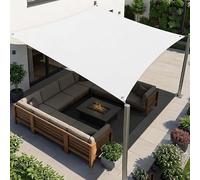 AJALGZ Voile d'ombrage Rectangulaire 3.6x4.8m Imperméable Voiles d'ombrage Résistant Aux UV avec œillets, Cordons Colliers de Serrage pour Patio Jardins Balcons Terrasses, Blanc