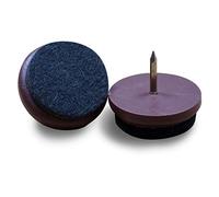 Ajile® - Lot de 16 pièces - Patin glisseur à clouer diam. 28 mm pour Usage INTENSIF en Plastique Brun et Feutre Gris Sombre - FFI828