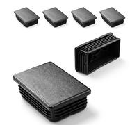 ajile - Lot De 4 Bouchons Pied de Chaise 100x60mm - Bouchons à Lamelles Plastique Noir À Insérer dans Tube Carré/Rectangulaire - Finition Propre, Anti-Rayure et Anti-Bruit - Mobilier Maison & Pro