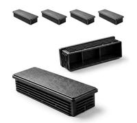 ajile - Lot De 4 Bouchons Pied de Chaise 120x40mm - Bouchons à Lamelles Plastique Noir À Insérer dans Tube Carré/Rectangulaire - Finition Propre, Anti-Rayure et Anti-Bruit - Mobilier Maison & Pro
