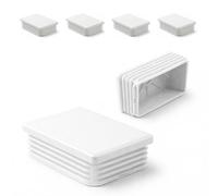 ajile - Lot De 4 Bouchons Pied de Chaise 120x80mm - Bouchons à Lamelles Plastique Blanc À Insérer dans Tube Carré/Rectangulaire - Finition Propre, Anti-Rayure et Anti-Bruit - Mobilier Maison & Pro